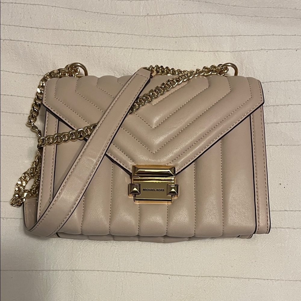 Michael Kors Quilted Beige Crossbody Bag